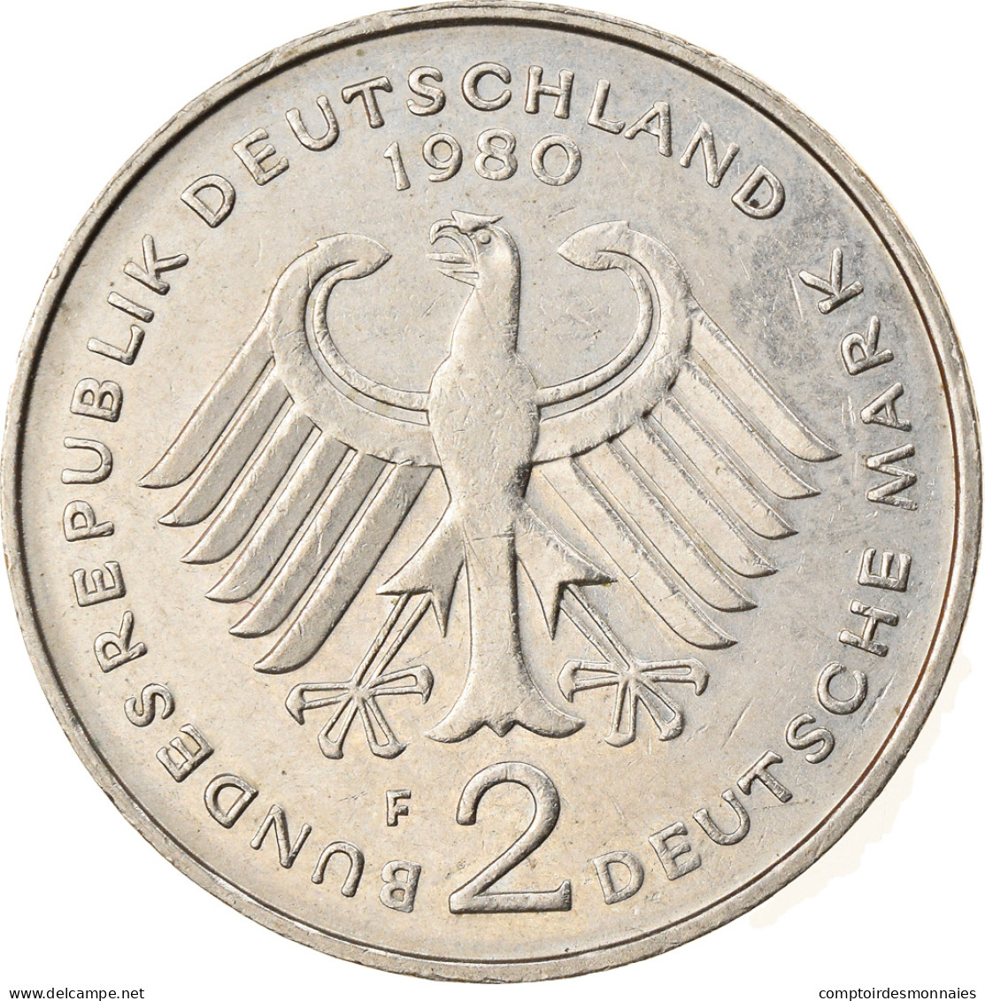 Monnaie, République Fédérale Allemande, 2 Mark, 1980, Stuttgart, TTB - 2 Marcos