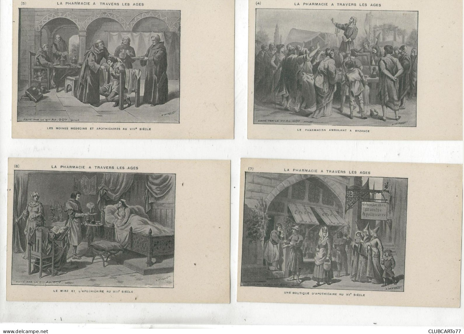 Pharmacien (Métiers) : Lot De 11 CP Le Pharmacien à Travers Les âges Environ 1910 (animé, Commerces) PF. - Collections & Lots