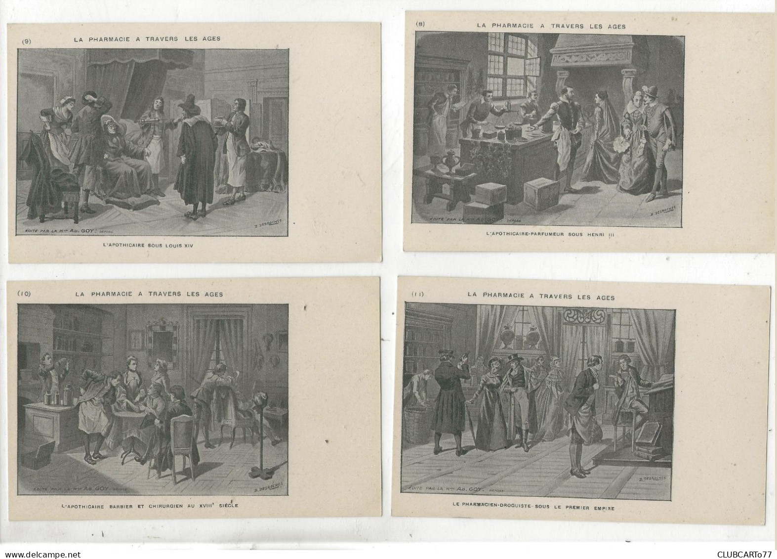 Pharmacien (Métiers) : Lot De 11 CP Le Pharmacien à Travers Les âges Environ 1910 (animé, Commerces) PF. - Collections & Lots