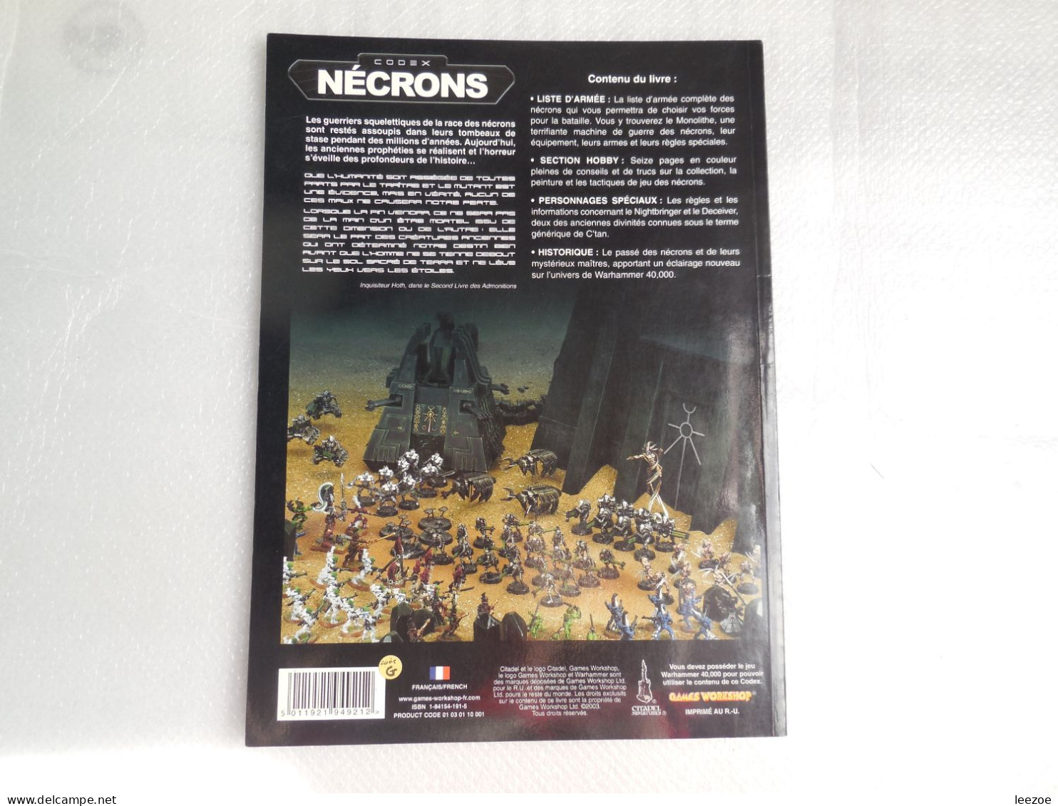 LIVRE CODEX NECRONS WARHAMMER 40.000 EN FRANCAIS..REF.EB/06 - Palour Games