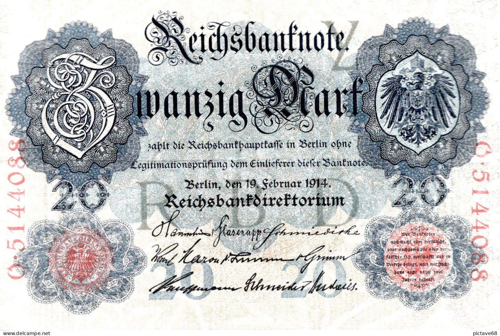 ALLEMAGNE / REICHSBANKNOTE DE 20 MARK  TRES BON ETAT Lettre:Y - 20 Mark