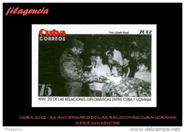 PIEZAS. CUBA MINT. 2012-06 XX ANIVERSARIO DE LAS RELACIONES DIPLOMÁTICAS CUBA-UCRANIA. SERIE SIN DENTAR - Imperforates, Proofs & Errors