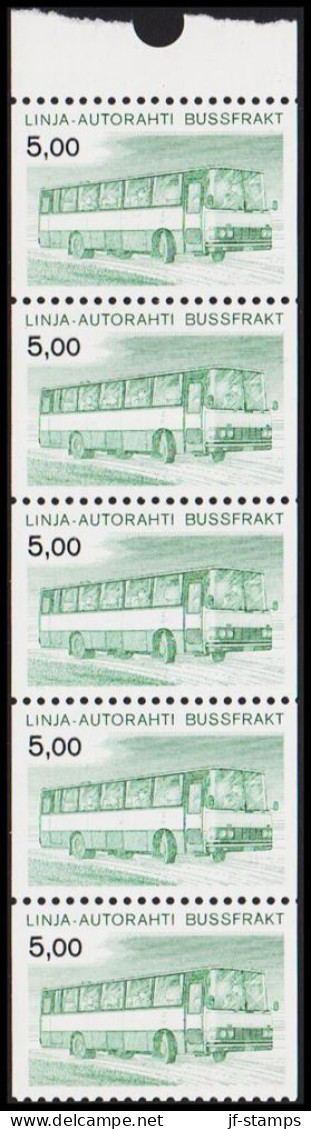 1981. FINLAND. LINJA-AUTORAHTI - BUSSFRAKT. 5,00 Mk. In Never Hinged 5-stripe With Upper Margi... (Michel 16) - JF534318 - Colis Par Autobus