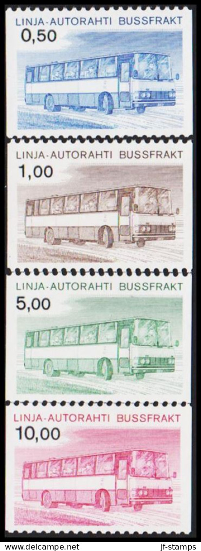 1981. FINLAND. LINJA-AUTORAHTI - BUSSFRAKT. Complete Set (4 V.). Never Hinged. (Michel 14-17) - JF534322 - Colis Par Autobus