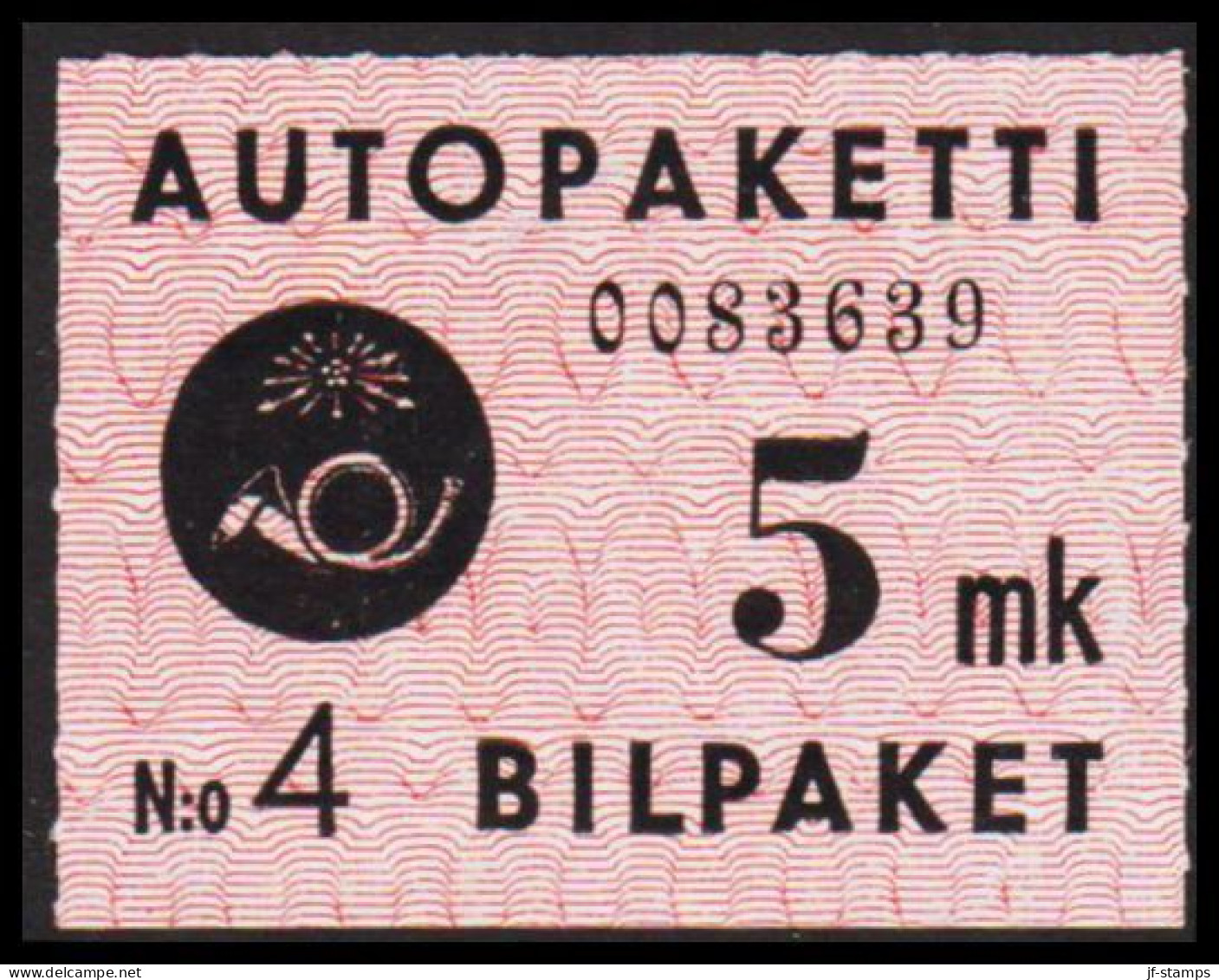 1949-1950. Rose And Triangels. 5 Mk Red & Black. Hinged. (Michel 2) - JF534367 - Colis Par Autobus