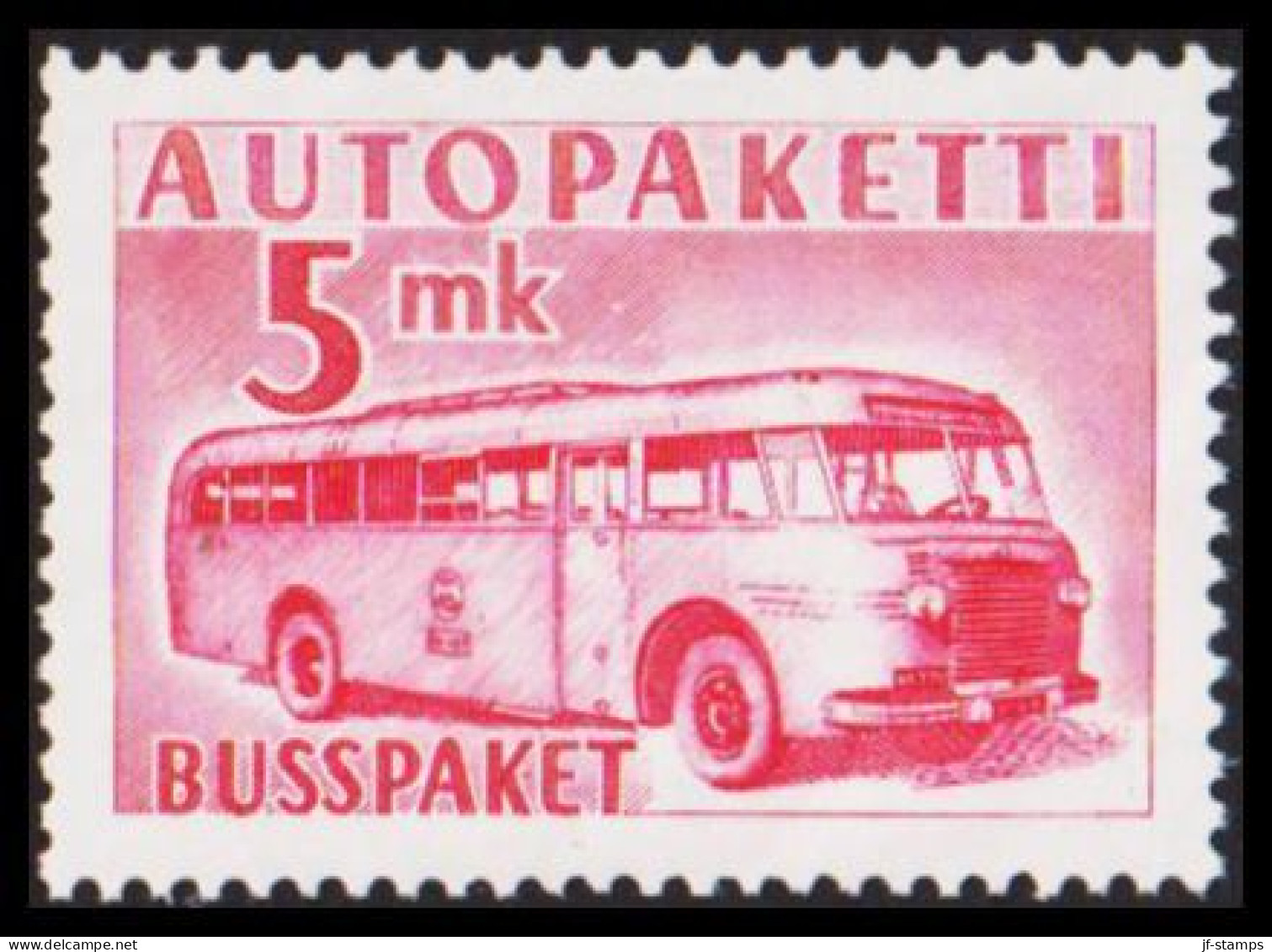 1952-1958. FINLAND. Mail Bus. 5 Mk. AUTOPAKETTI - BUSSPAKET Never Hinged  (Michel AP 6) - JF534376 - Pacchi Tramite Autobus