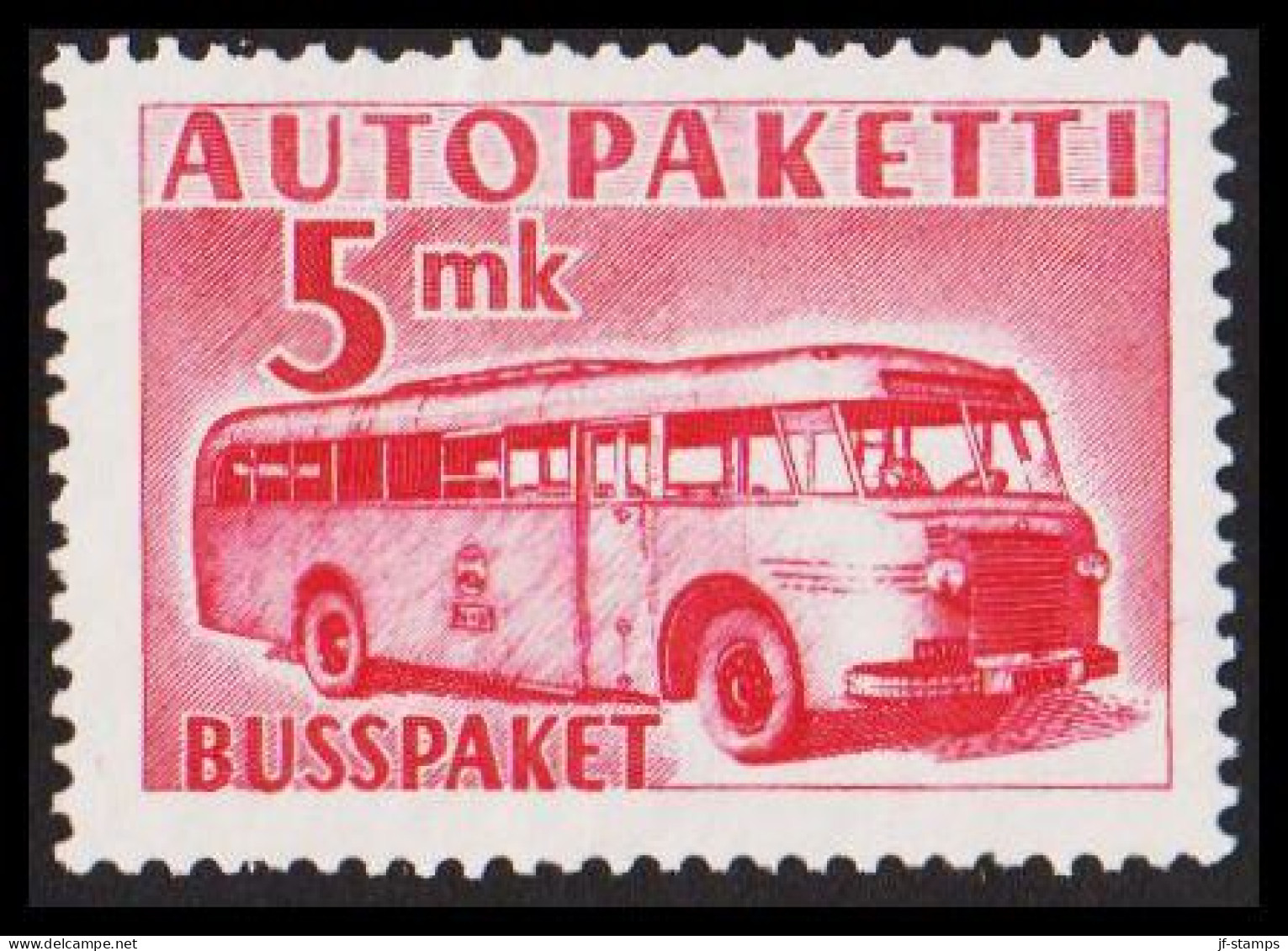 1952-1958. FINLAND. Mail Bus. 5 Mk. AUTOPAKETTI - BUSSPAKET Never Hinged  (Michel AP 6) - JF534377 - Postbuspakete