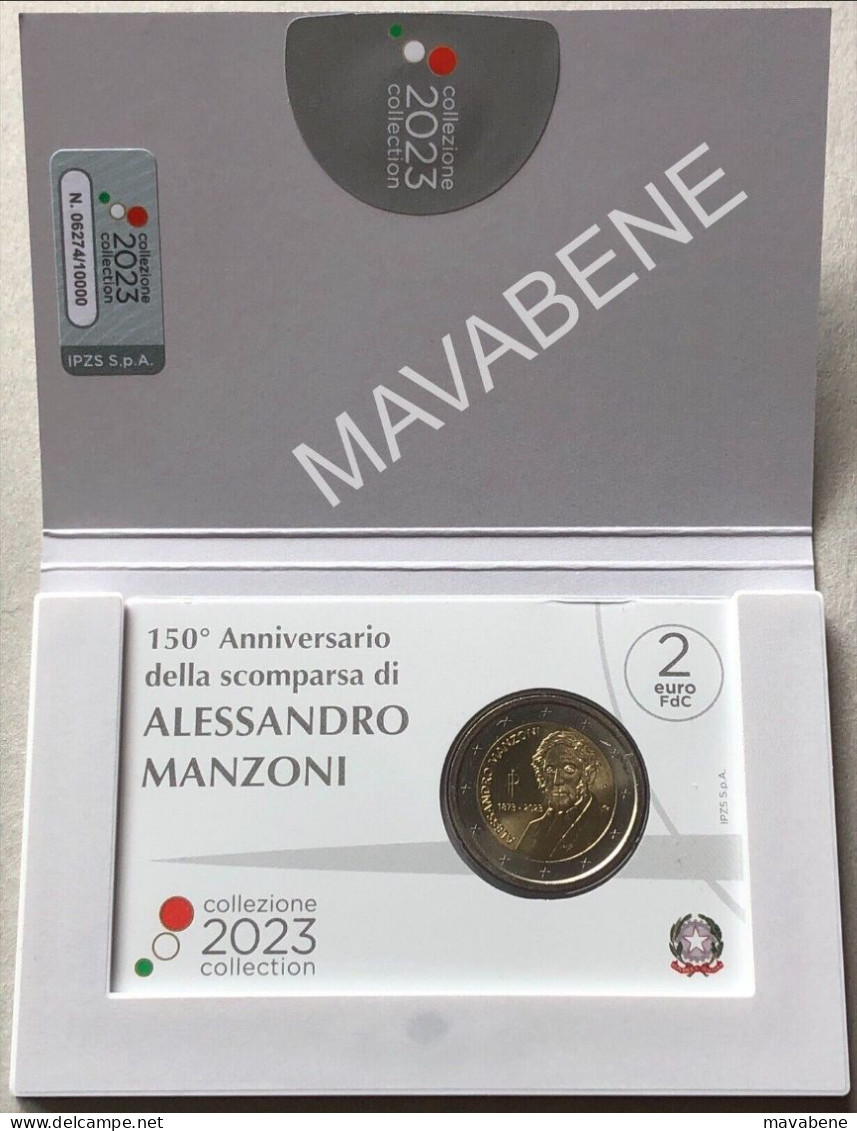 ITALIA 2023 ALESSANDRO MANZONI COINCARD MONETA 2 EURO NUOVA FDC FIOR DI CONIO - Collezioni