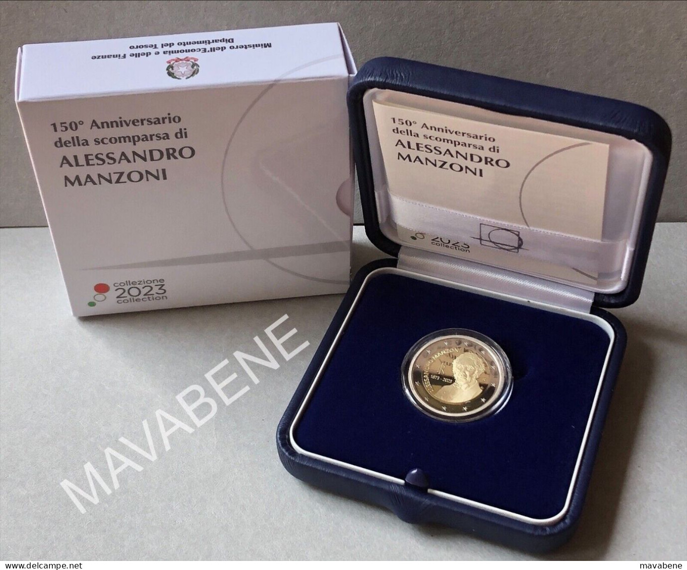 ITALIA 2023 ALESSANDRO MANZONI MONETA 2 EURO PROOF NUOVA FIOR DI CONIO ASTUCCIO - Colecciones