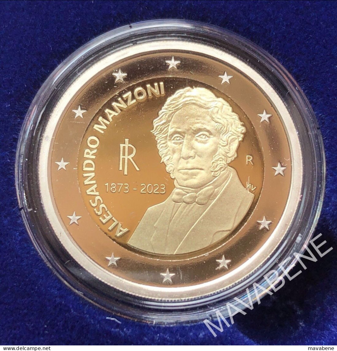 ITALIA 2023 ALESSANDRO MANZONI MONETA 2 EURO PROOF NUOVA FIOR DI CONIO ASTUCCIO - Colecciones