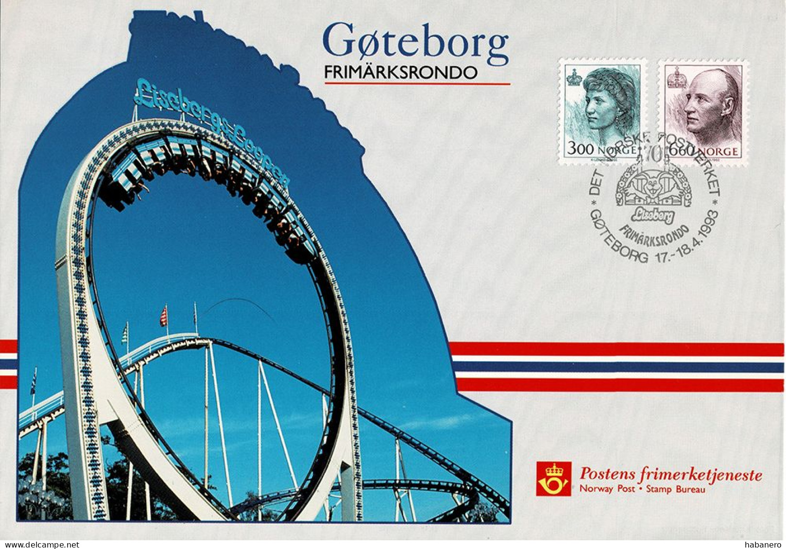 NORWAY 1993 PU100 GOTHENBORG STAMPS RONDO PHILATELIC EXHIBITION CARD - Maximum Cards & Covers