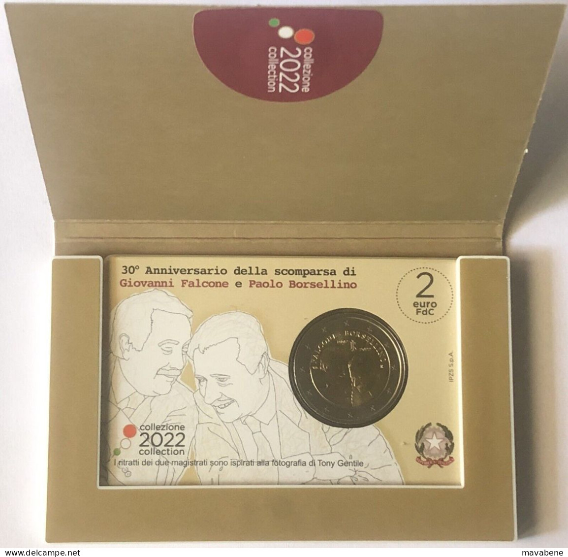 ITALIA 2022 FALCONE E BORSELLINO COINCARD MONETA 2 EURO FDC - Colecciones