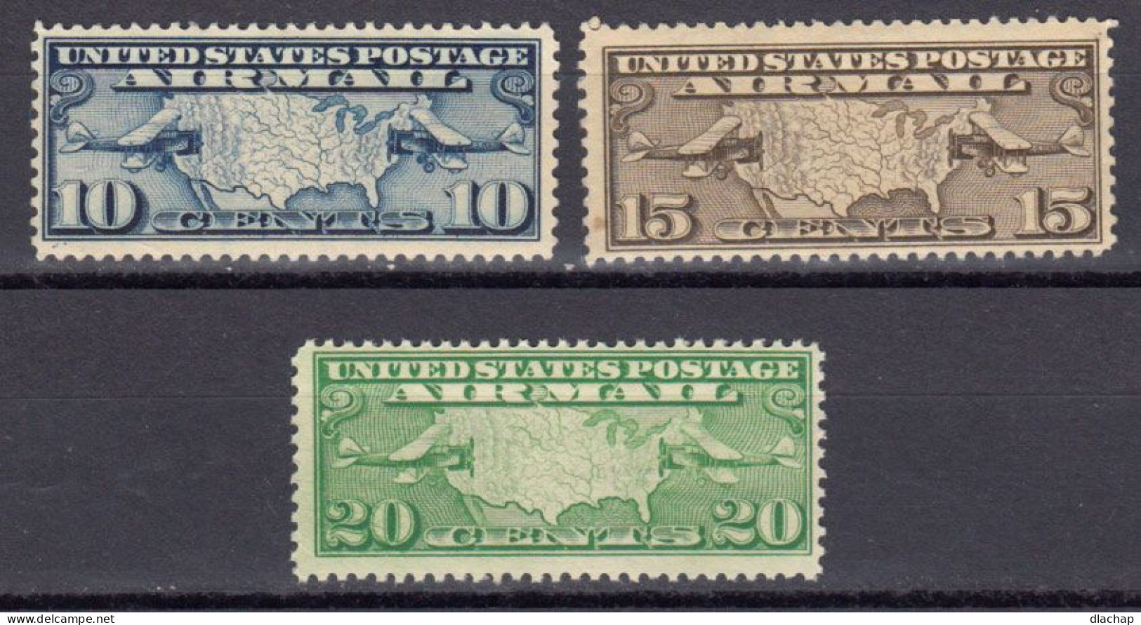 Etats Unis Poste Aerienne 1926 / 27 Yvert 7 * Neuf Avec Charniere, 8 / 9 ** Neufs Sans Charniere. - 1b. 1918-1940 Nuevos