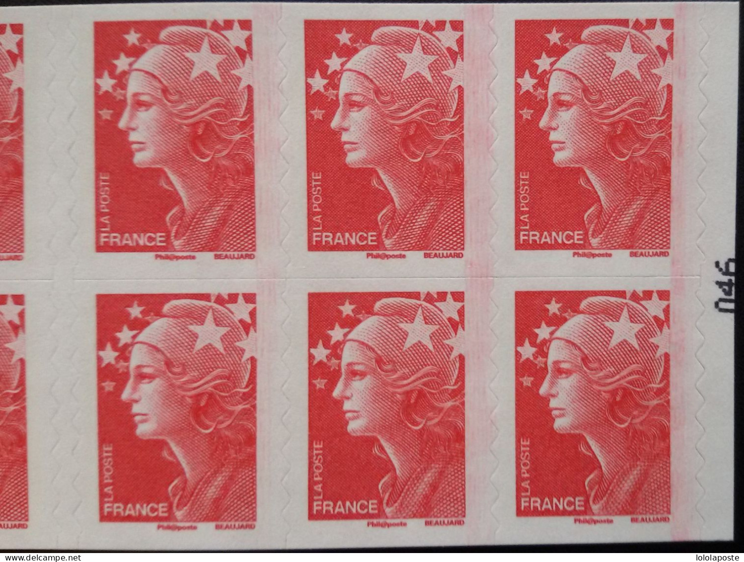 FRANCE -  Carnet Marianne De Beaujard Avec Trainées Rougeâtre Sur Bandes De Phosphore - Postzegelboekjes