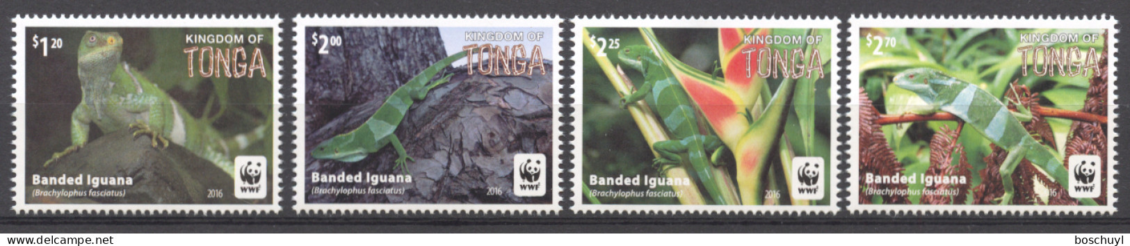 Tonga, 2016, Iguanas, Animals, WWF, World Wildlife Fund, MNH, Michel 2098-2101 - Tonga (1970-...)