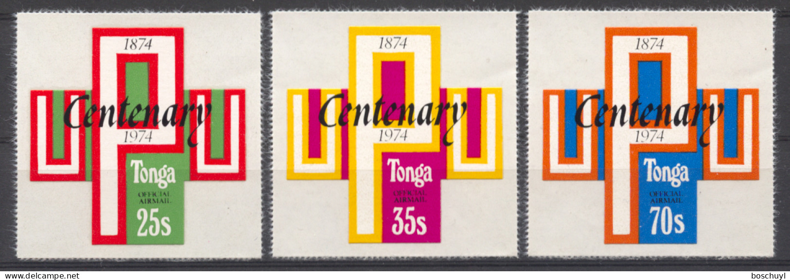 Tonga, 1974, UPU, Universal Postal Union, United Nations, Service Stamps, Self-Adhesives, MNH, Michel 123-125 - Tonga (1970-...)