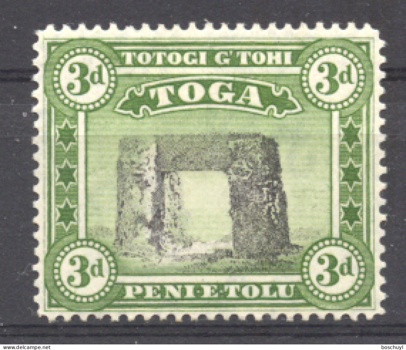 Tonga, 1942, Prehistoric Stone Gate, MLH, Michel 77 - Tonga (...-1970)