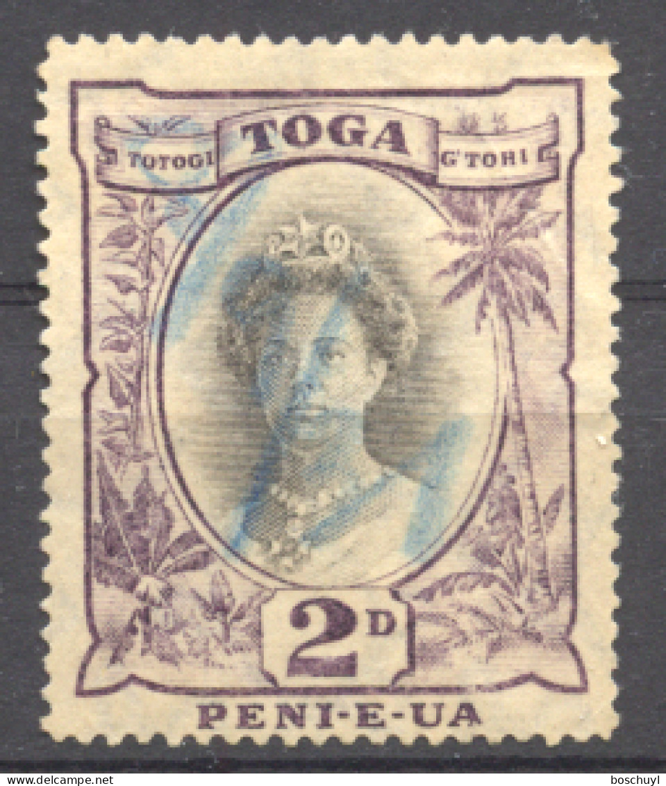 Tonga, 1937, Queen Salote, Definitive, 2 P., Used, Michel 56 Type I - Tonga (...-1970)