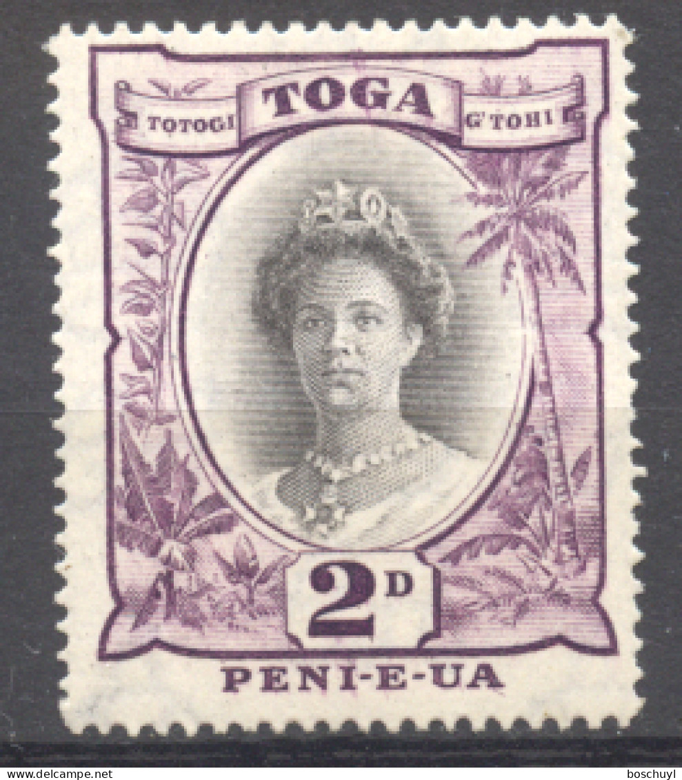 Tonga, 1937, Queen Salote, Definitive, 2 P., MLH, Michel 56 Type II - Tonga (...-1970)