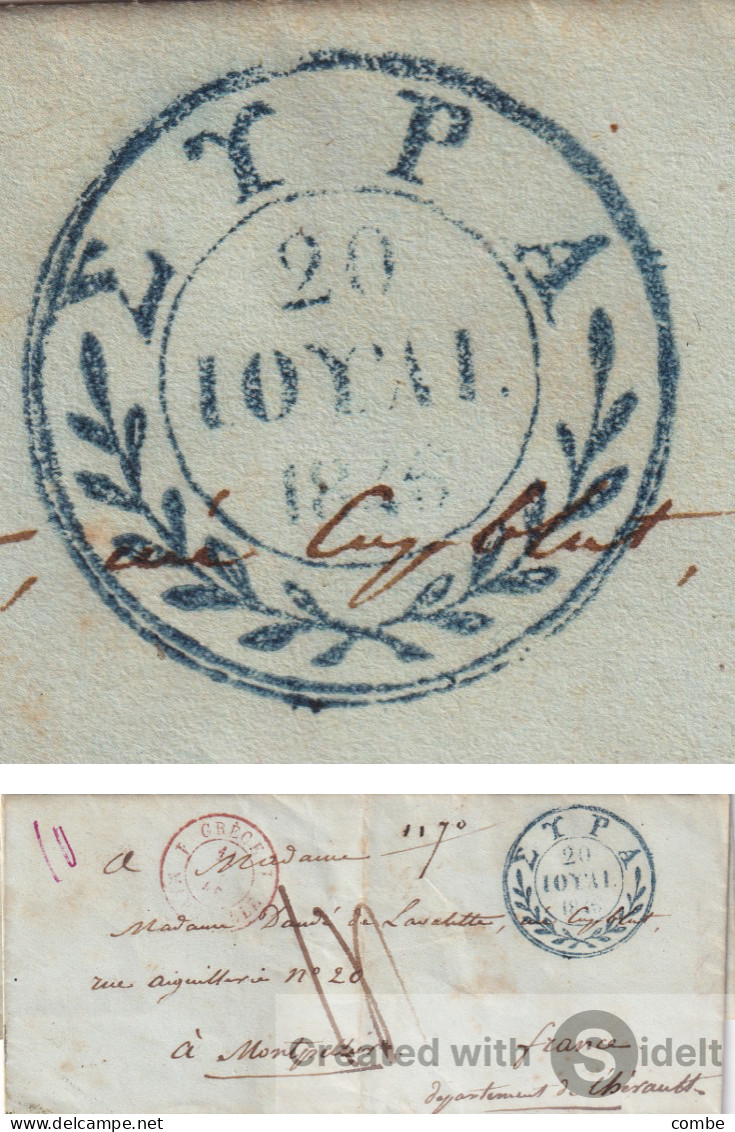 LETTRE. GRECE. 1845. POUR MONTPELLIER. TAXE 14. ENTREE GRECE MARSEILLE 1 - ...-1861 Préphilatélie