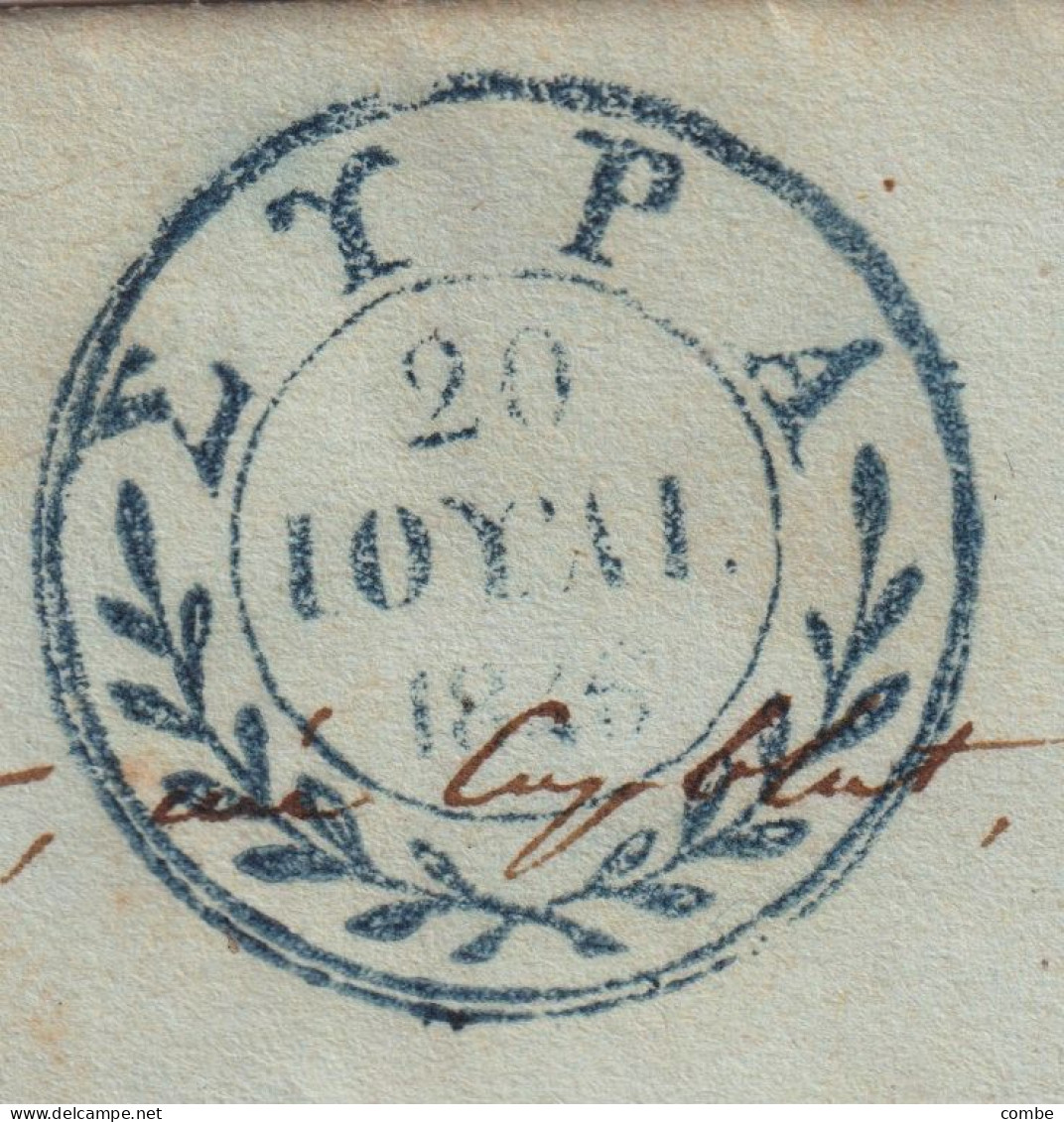 LETTRE. GRECE. 1845. POUR MONTPELLIER. TAXE 14. ENTREE GRECE MARSEILLE 1 - ...-1861 Prefilatelia