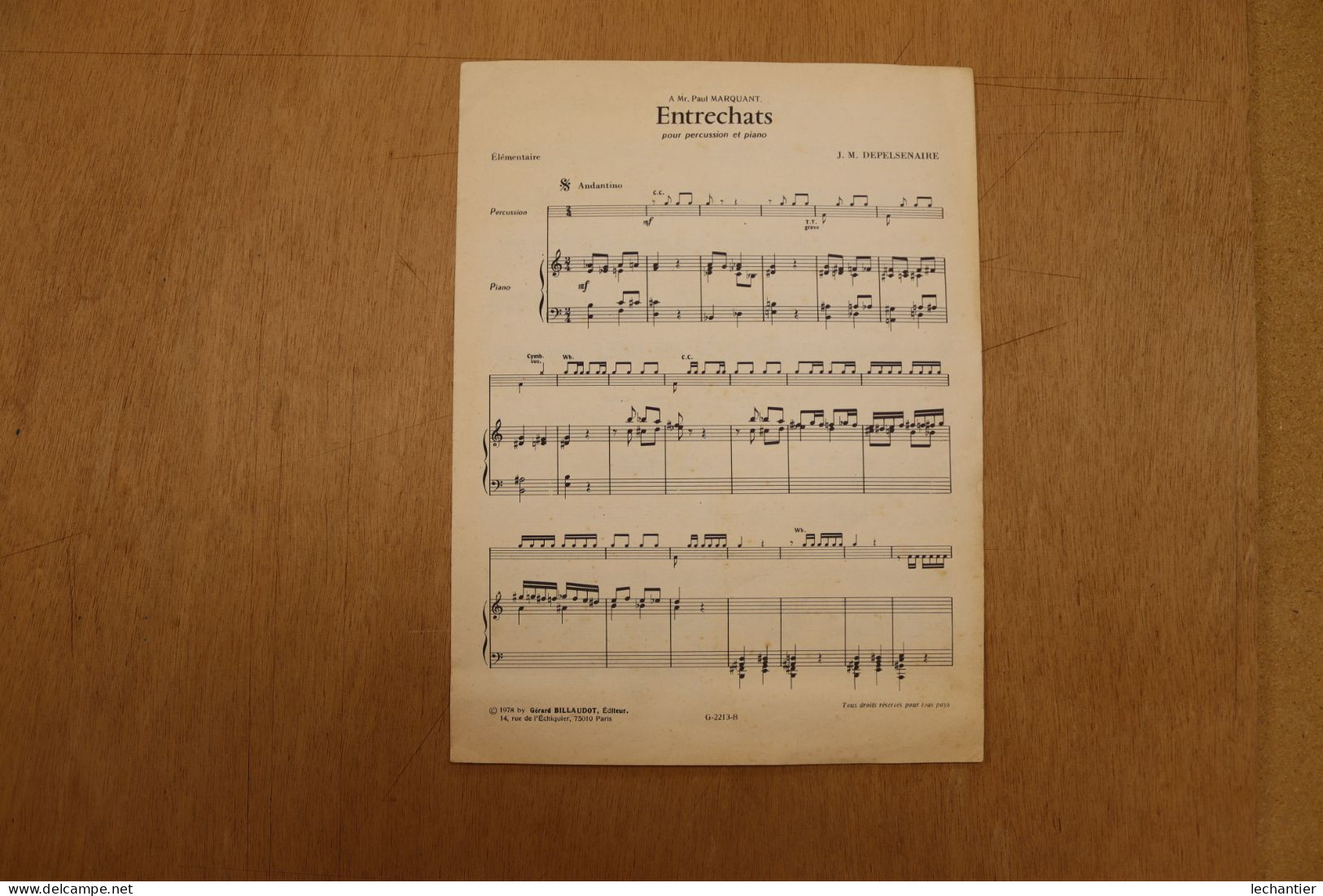 Nouvelle Méthode - LE COUPPEY- "Entrechats Pour Percussion Et Piano" J.M. Depelsenaire. 1978 - Chant Chorale