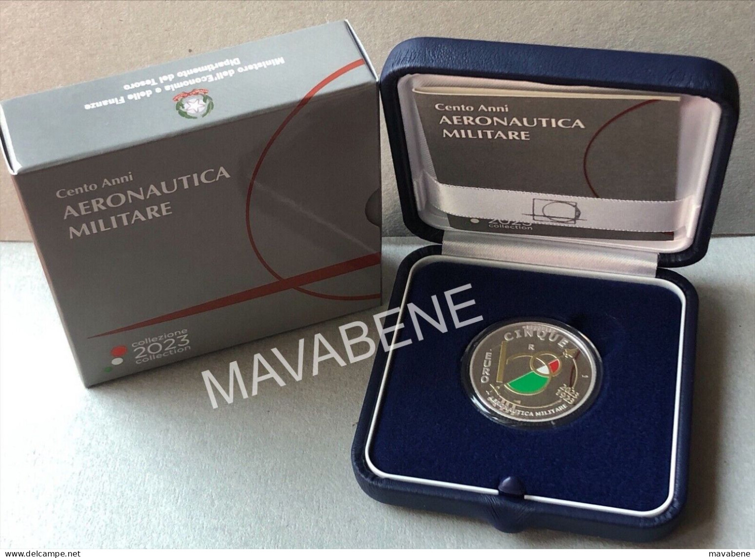 ITALIA 2023 100 ANNI AERONAUTICA MILITARE MONETA 5 EURO ARGENTO COLORATA PROOF - Collections