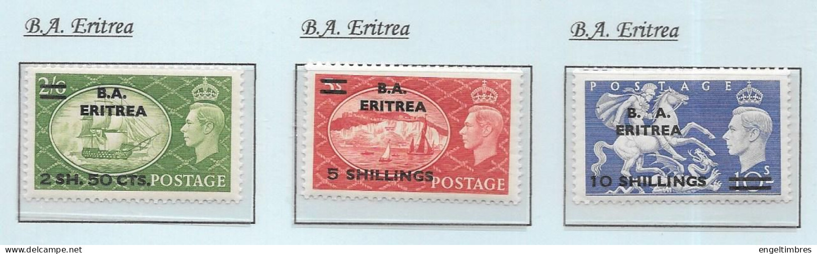 Gb 1948  Festival Of Britain OVERPRINTED B. A. ERITREA   (3)     MOUNTED MINT See Notes & Scans - Unused Stamps
