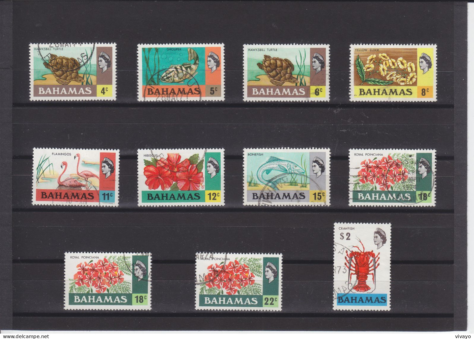 BAHAMAS - 1971 - O/FINE CANCELLED - TURTLE, FLAMINGOS, FLOWERS, CRAWFISH  Yv. Ex 305/18    Mi. Ex 318/32 - 1963-1973 Autonomie Interne