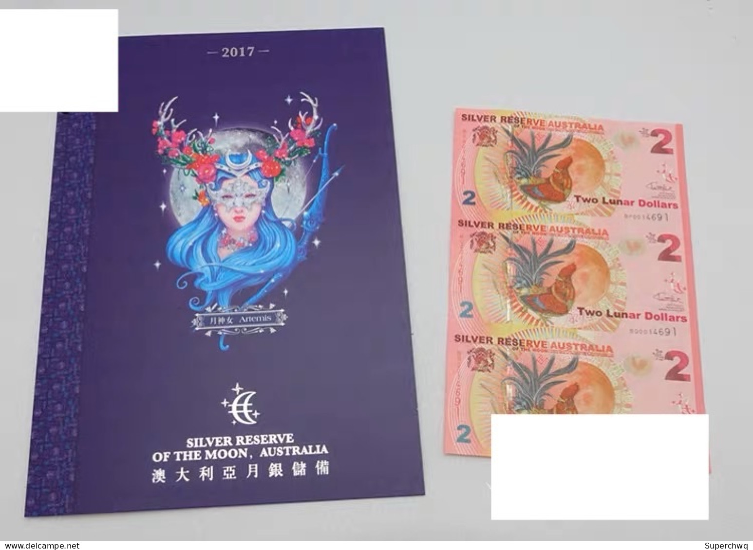 Australian Lunar Silver Reserve Triplet Commemorative Note 2 Yuan Chicken Year Zodiac Lunar Silver Commemorative Note UN - Collezioni & Lotti