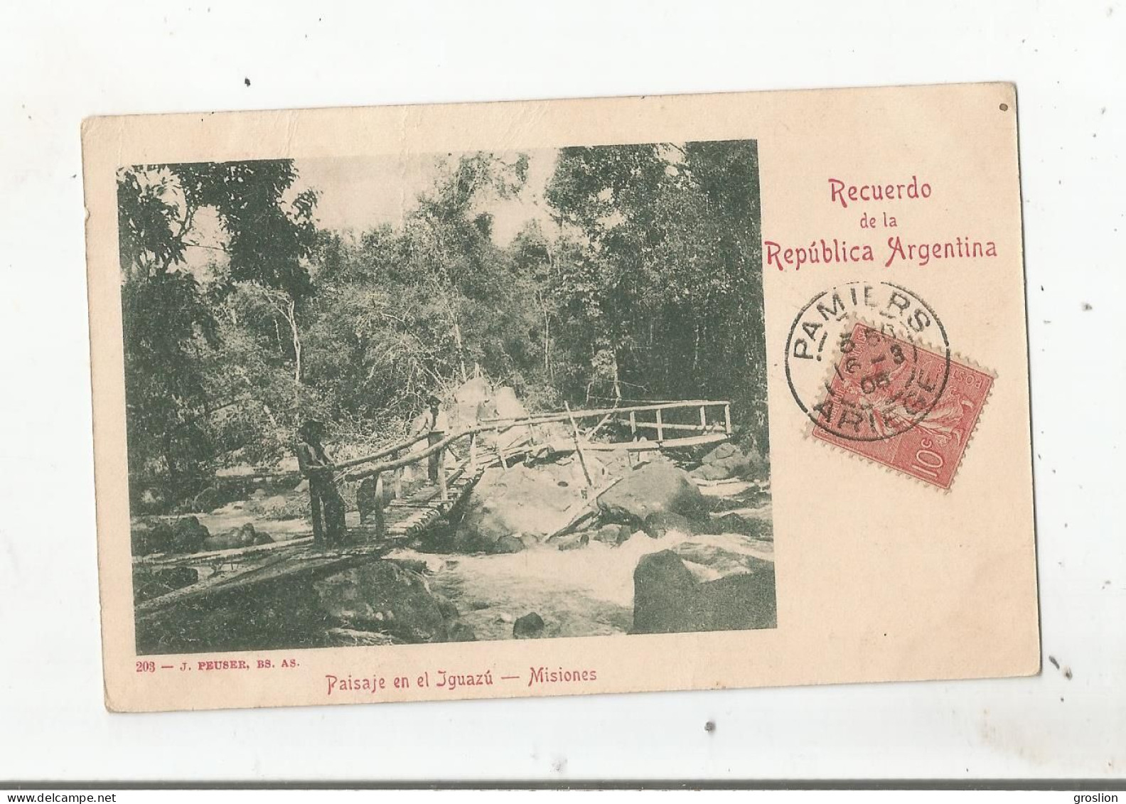 PAISAJE EN EL IGUAZU MISIONES 203  RECUERDO DELA REPUBLICA ARGENTINA 1906 - Argentine