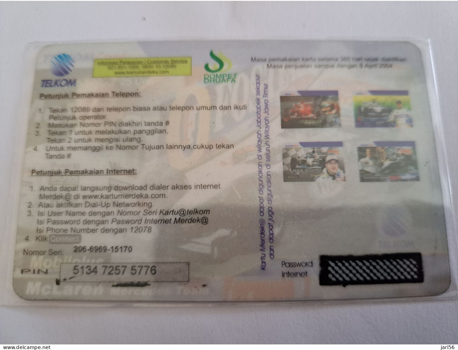 INDONESIA  / IMC LAREN TEAM / AUTO RACING  /   RP 5500    / INDOSAT  / PREPAID/ SEALED     / USED  CARD  **13824** - Indonesia