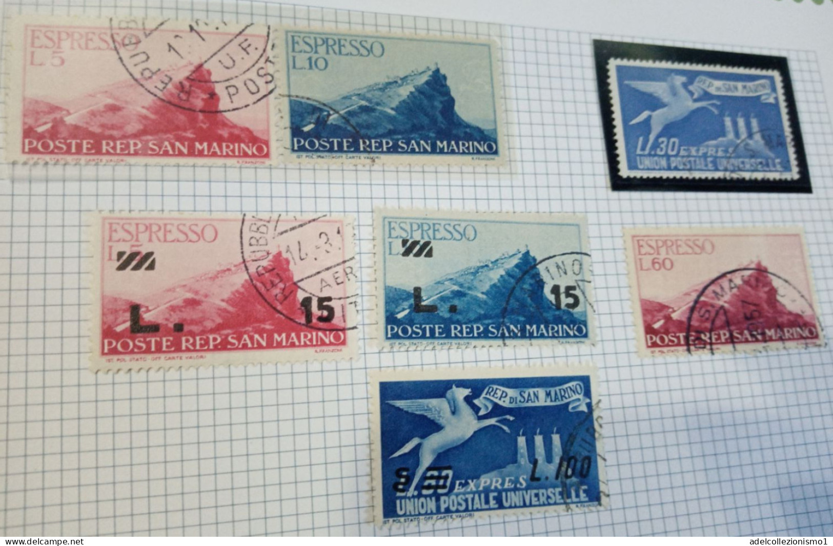 48367B) SAN MARINO ESPRESSI  LOTTO DI FRANCOBOLLI USATI DAL 1945 AL 1957 - Timbres Express