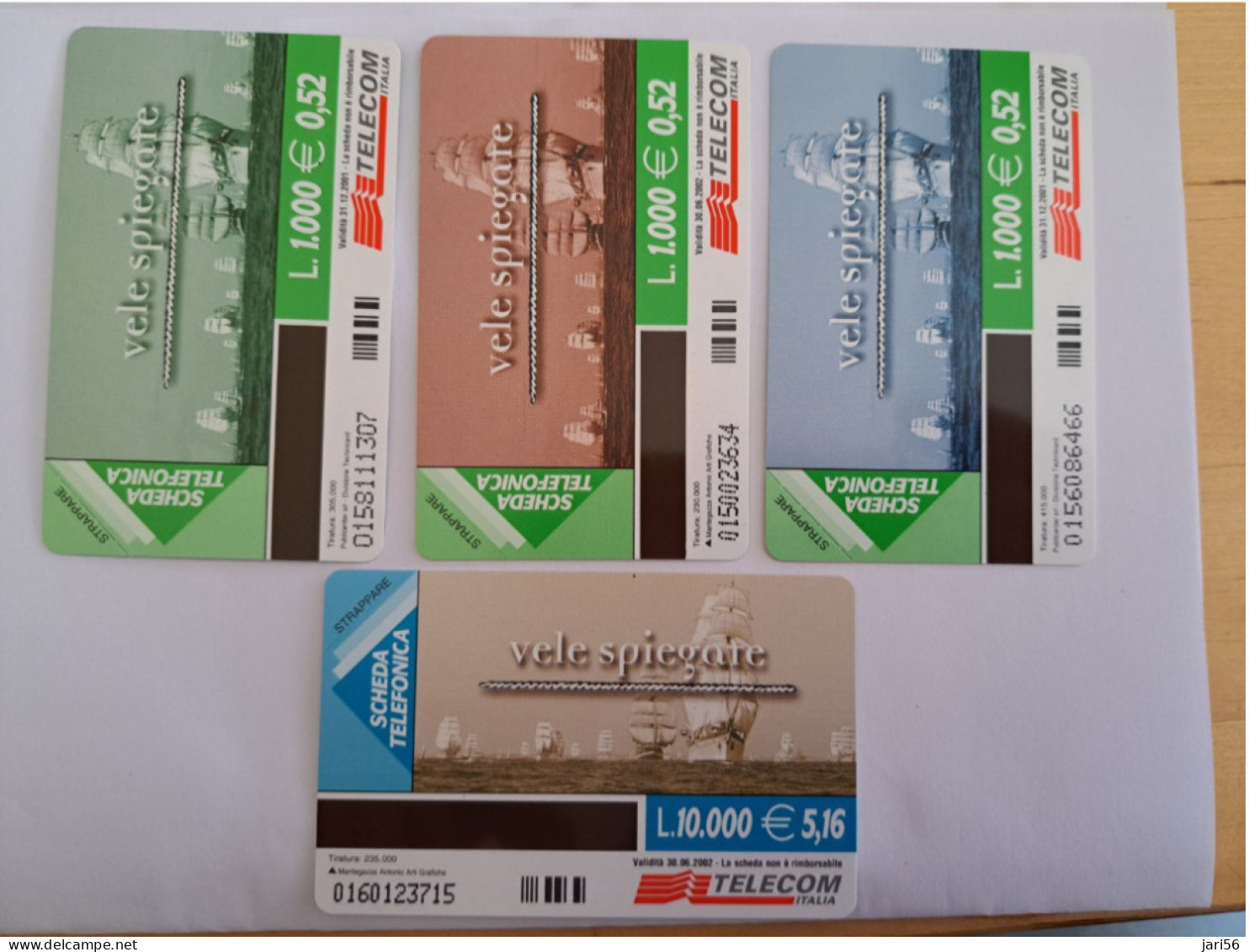 ITALIA / 4 CARDS / TALL SHIPS /   LIRE 10.000 + 3X LIRE 1.000  / TALL SHIPS /     Mint  ** 13825** - Öff. Diverse TK