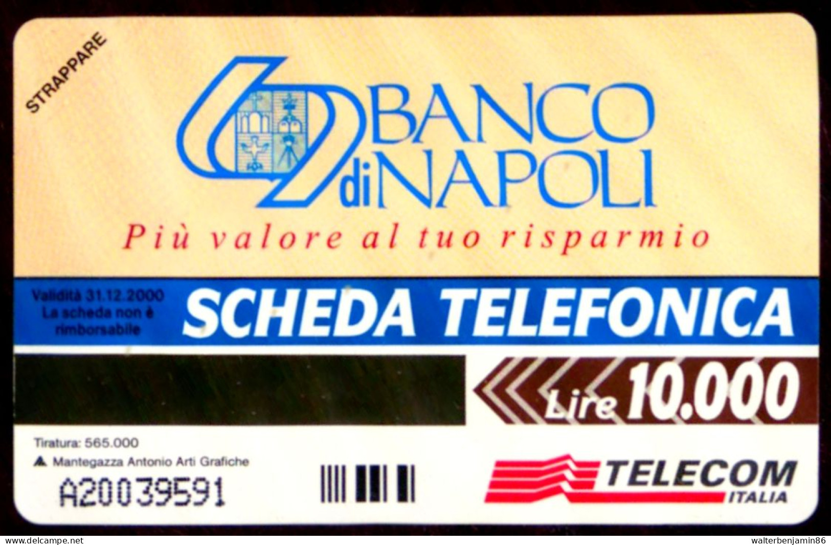 G 859 C&C 2941 SCHEDA TELEFONICA NUOVA MAGNETIZZATA BANCO DI NAPOLI MATITA VARIANTE OCR 17 MM - [3] Fehlliste