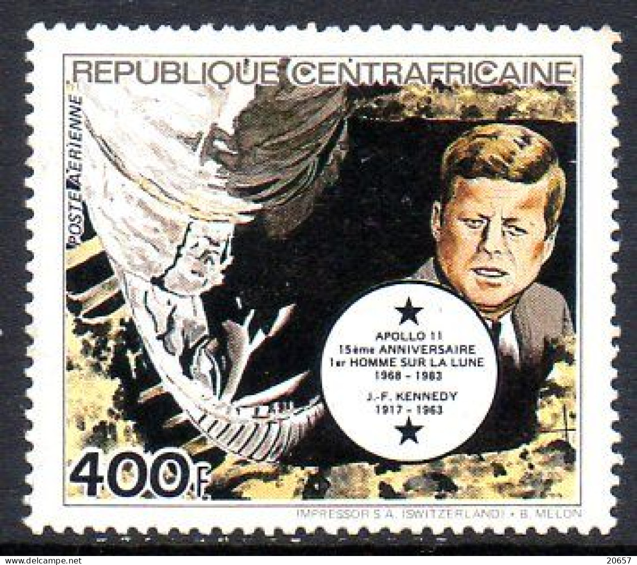 CENTRAFRIQUE A 303 Apollo XIII, Moonlanding, Armstrong, J.F Kennedy, USA - USA