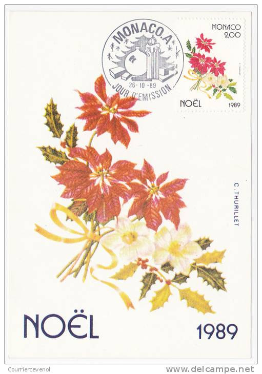 MONACO => Carte Maximum => Fleurs - Noël 1989 - Cartoline Maximum