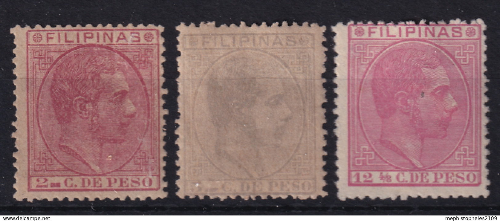 PHILIPPINES 1880/86 - MLH - Sc# 76, 81, 86 - Filipinas