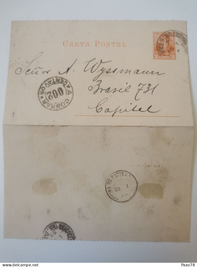 Carta Postal, 3 Centavos, Oblitéré Cobrar 002 Centavos 1898 - Entiers Postaux
