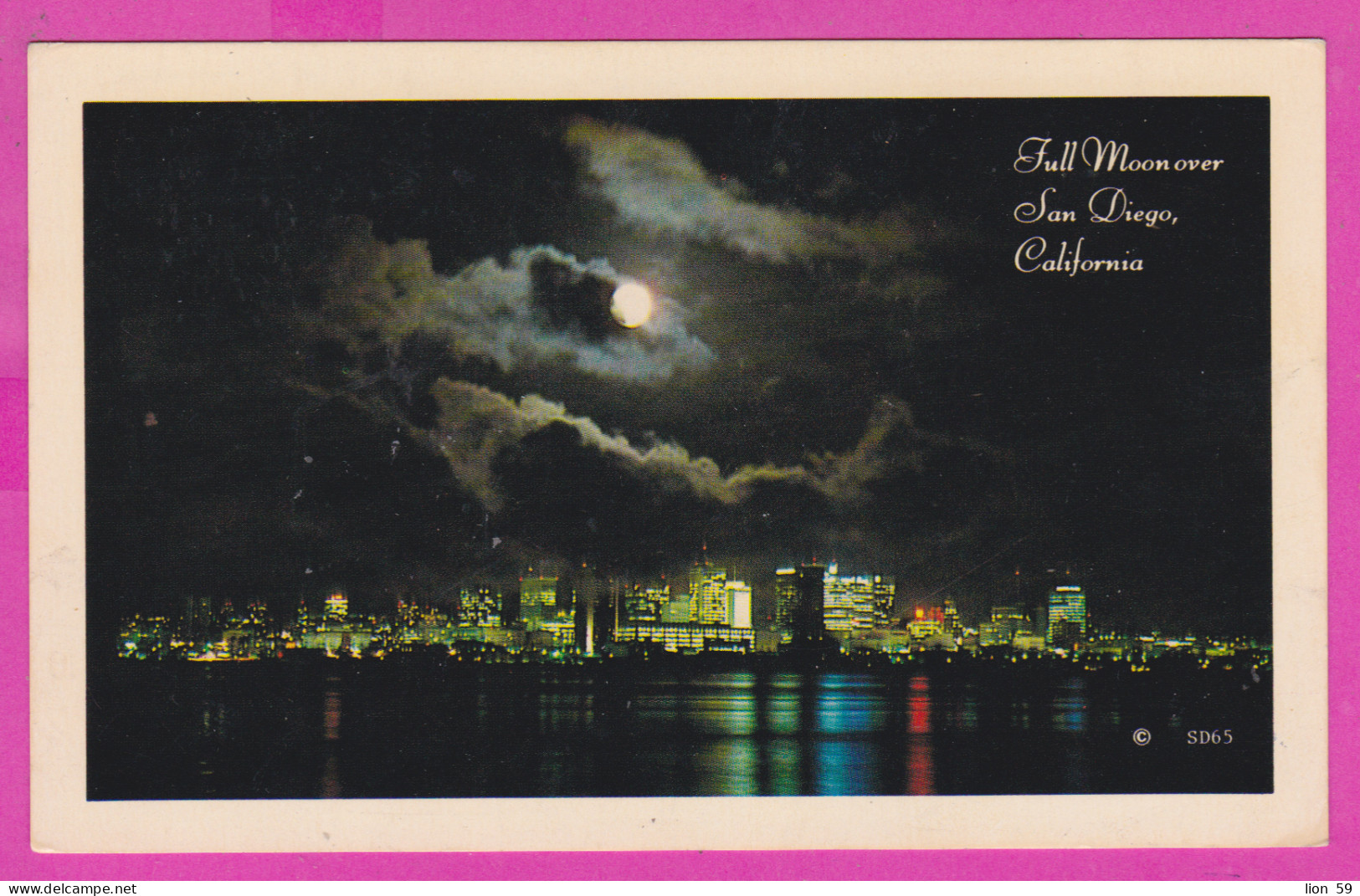 292487 / United States - Full Moon Over San Diego California PC USED (O) Flamme San Francisco 1979 - 21c. USA Flag Jet - San Diego