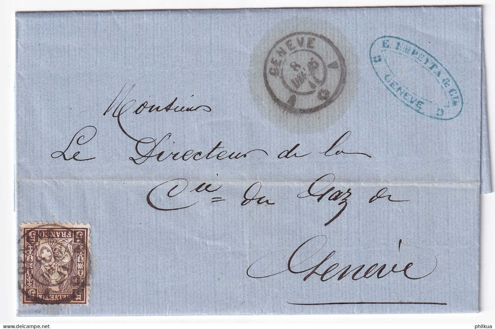 Zumst. 30 / Mi. 22 - Auf Faltbrief Mit Briefkopf: Houilles & Cokes E. Empeyta & Cie GENÈVE  8. Dez. 1865 - Covers & Documents