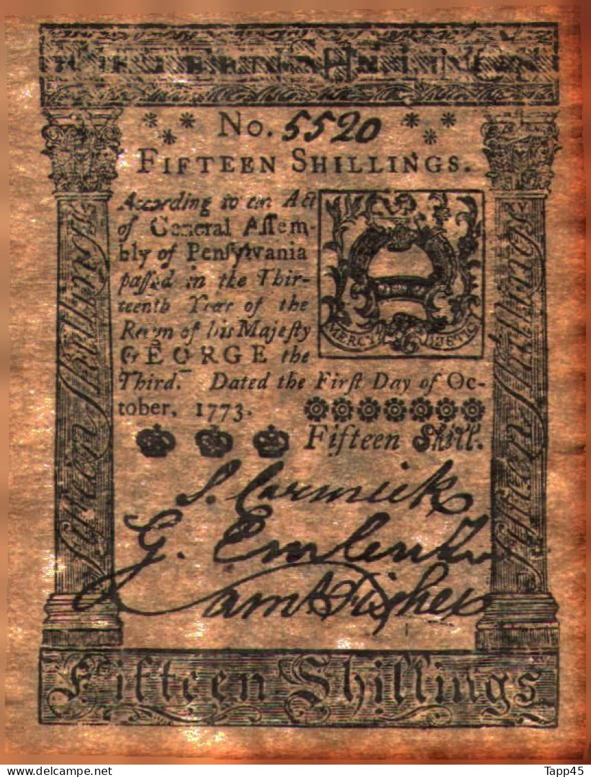 Surprenant Lot de 14 billets état d'Amérique fondé en 1776 (peut être des copies mais anciennes vue le papier) Réf:C03