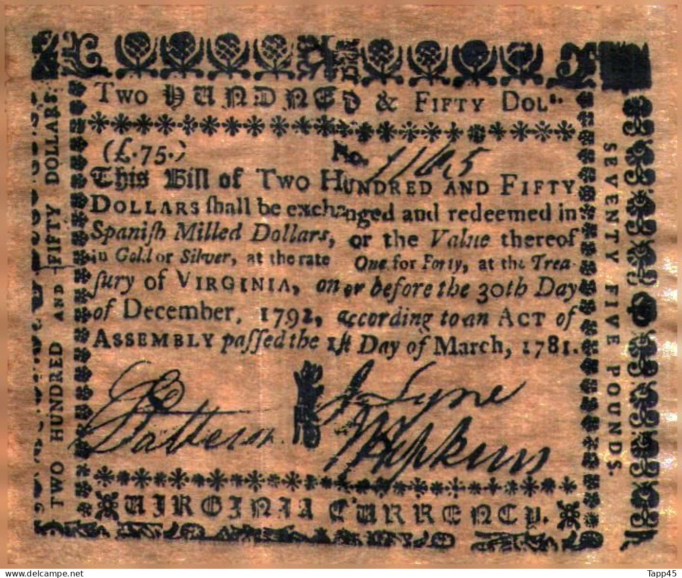 Surprenant Lot de 14 billets état d'Amérique fondé en 1776 (peut être des copies mais anciennes vue le papier) Réf:C03