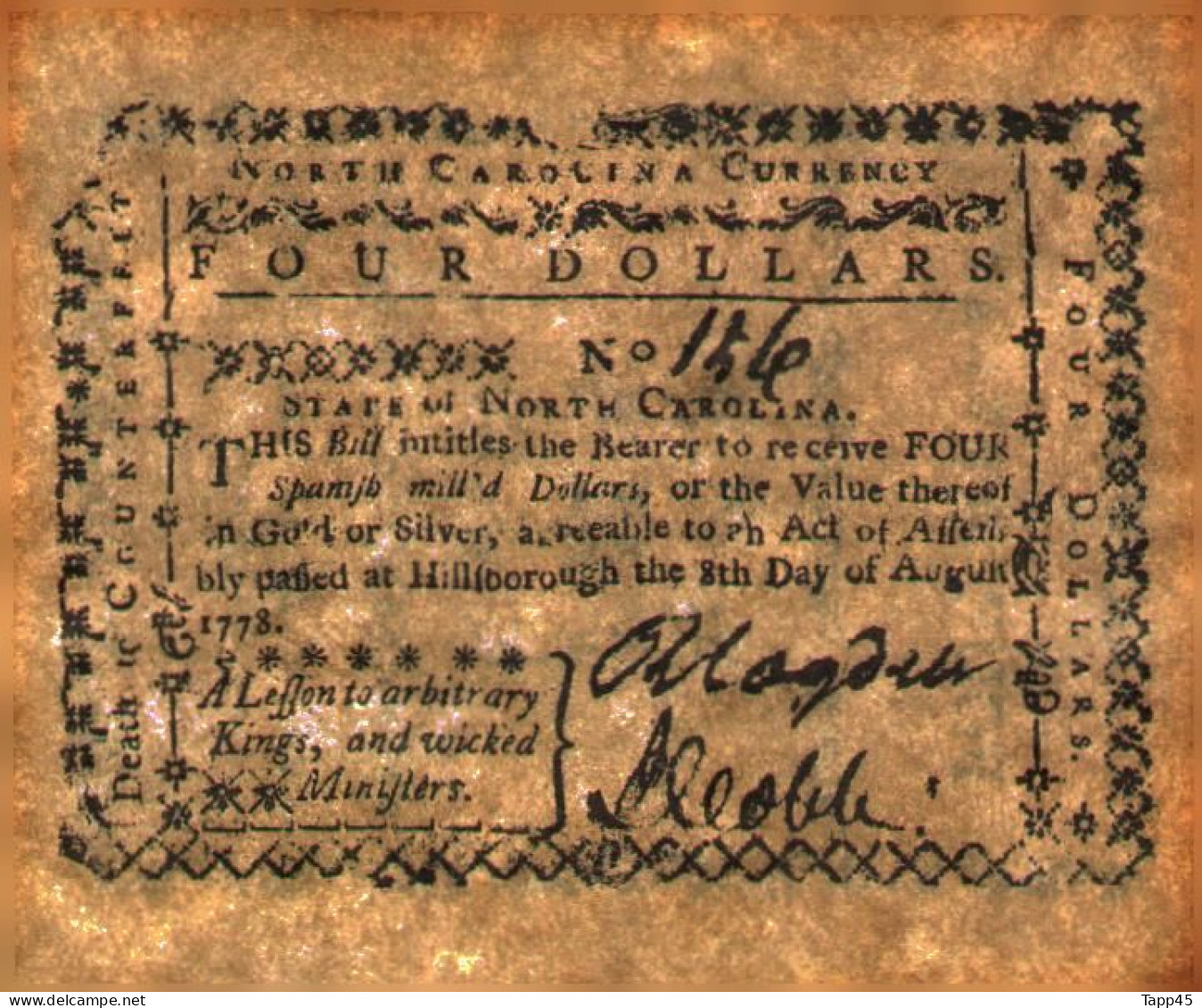 Surprenant Lot de 14 billets état d'Amérique fondé en 1776 (peut être des copies mais anciennes vue le papier) Réf:C03