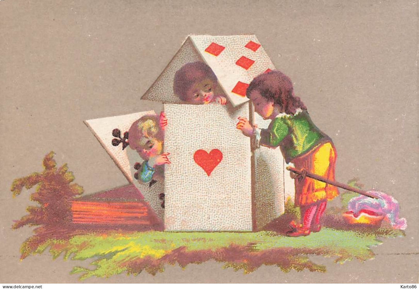 Jeux * Illustrateur * Le Jeu De Carte , Cartes à Jouer * Cards * Enfants * Chromo Ancien - Cartas