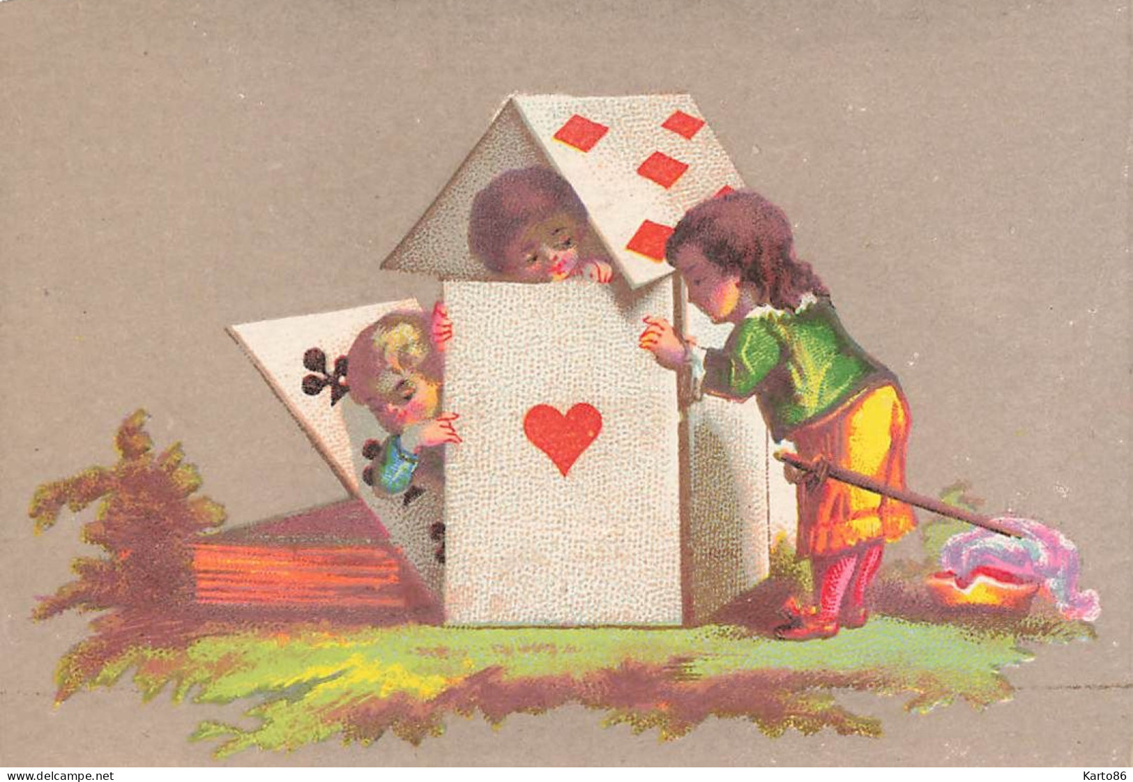 Jeux * Illustrateur * Le Jeu De Carte , Cartes à Jouer * Cards * Enfants * Chromo Ancien - Cartes à Jouer
