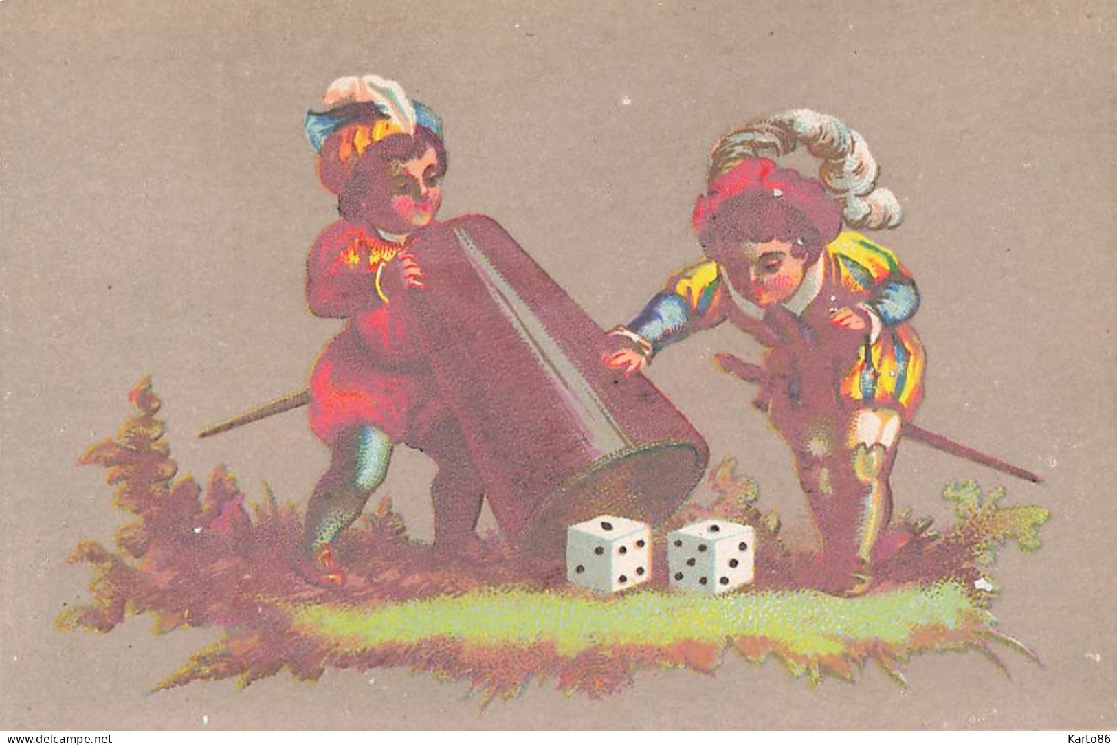 Jeux * Illustrateur * Le Jeu De Dés * Dé * Enfants * Chromo Ancien - Spielkarten