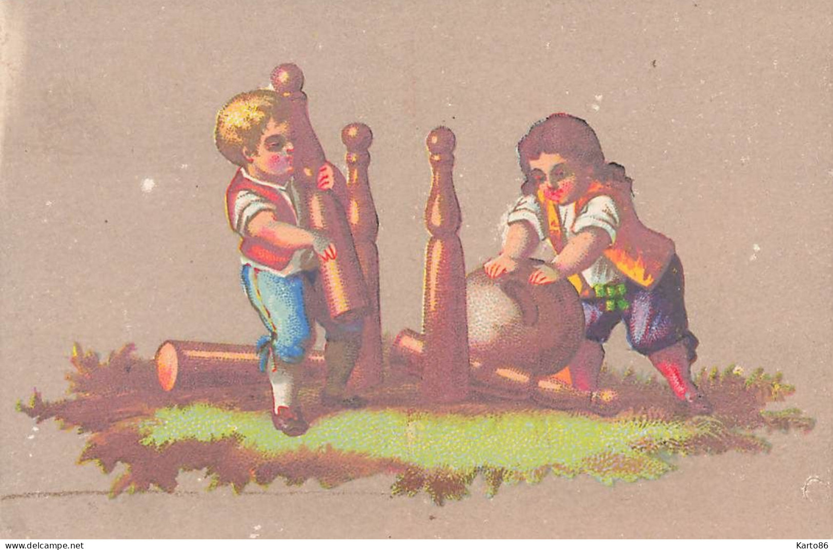 Jeux * Illustrateur * Le Jeu De Quilles * Boule * Enfants * Chromo Ancien - Spielkarten