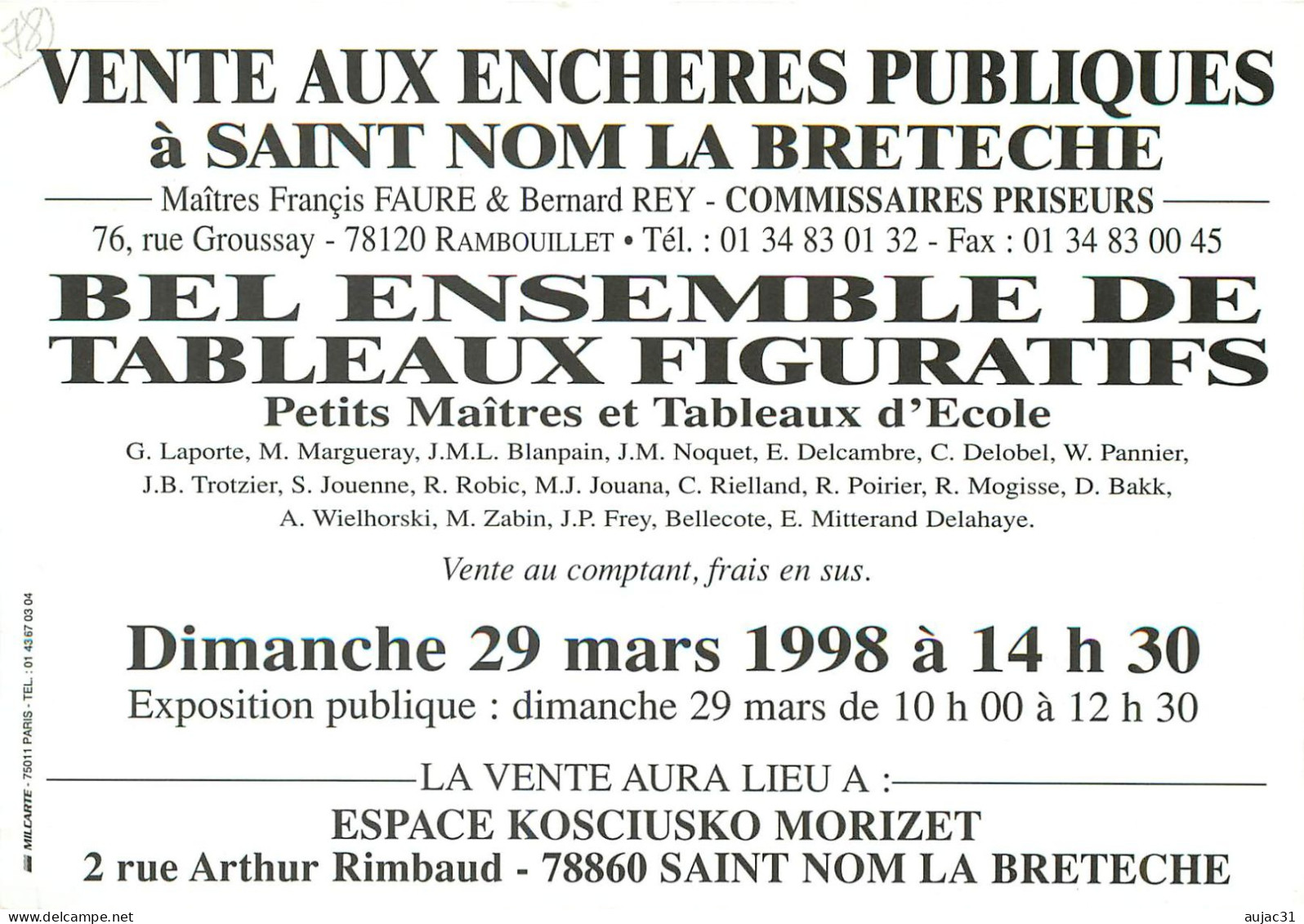 Dép 78 - Arts - Tableaux - Peintre Claude Jousset - St - Saint Nom La Breteche -Maisons Au Bord Du Loir- Publicité Vente - St. Nom La Breteche