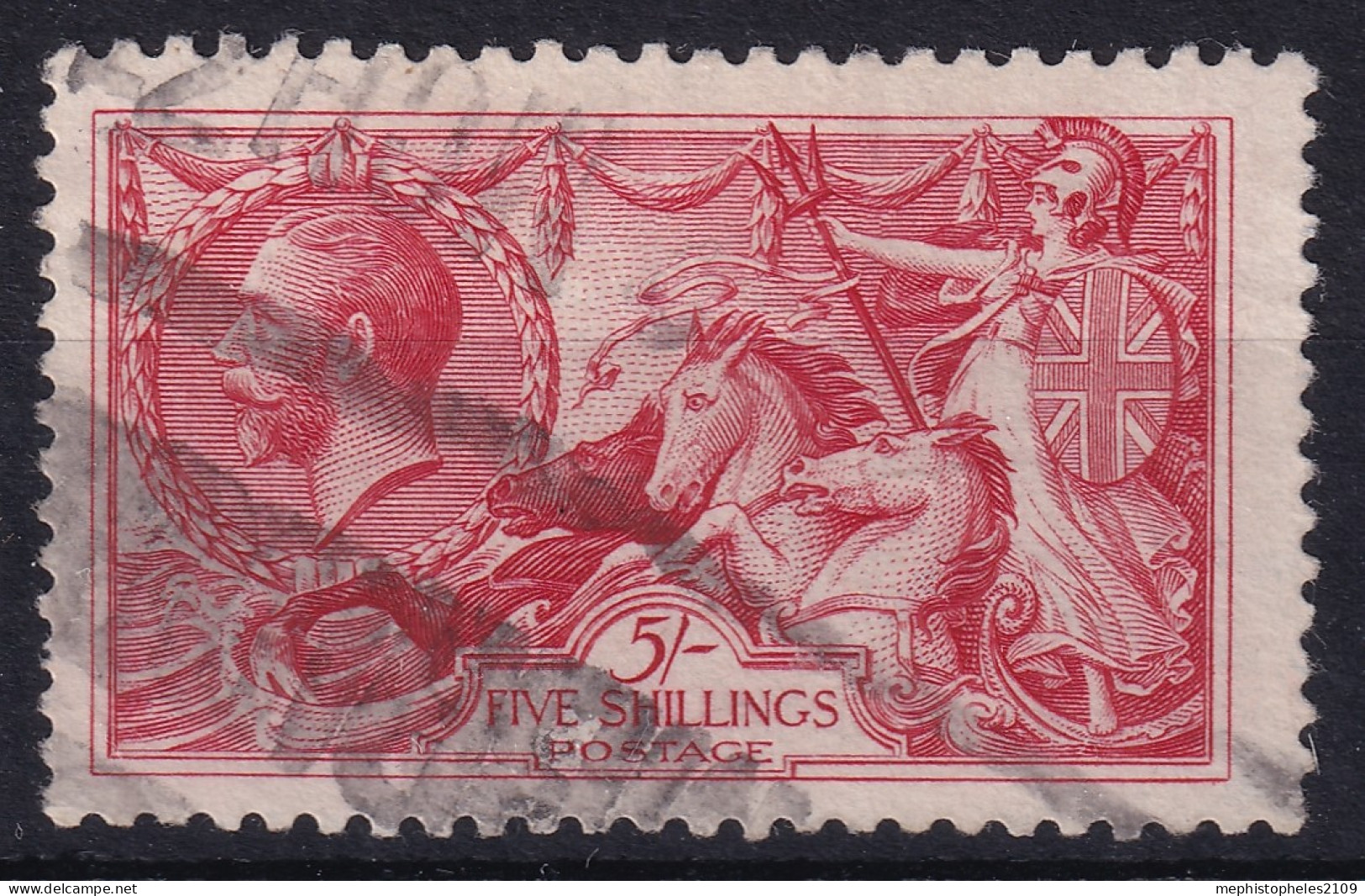 GREAT BRITAIN 1919 - Canceled - Sc# 180 - Bradbury, Wilkinson & Co Printing - 5sh - Oblitérés